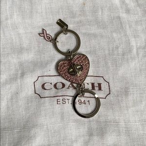 Coach padlock breast cancer keychain. New